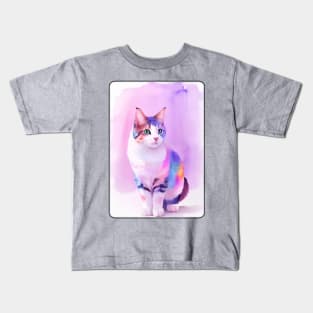 Cat Watercolor Portrait 3 Kids T-Shirt